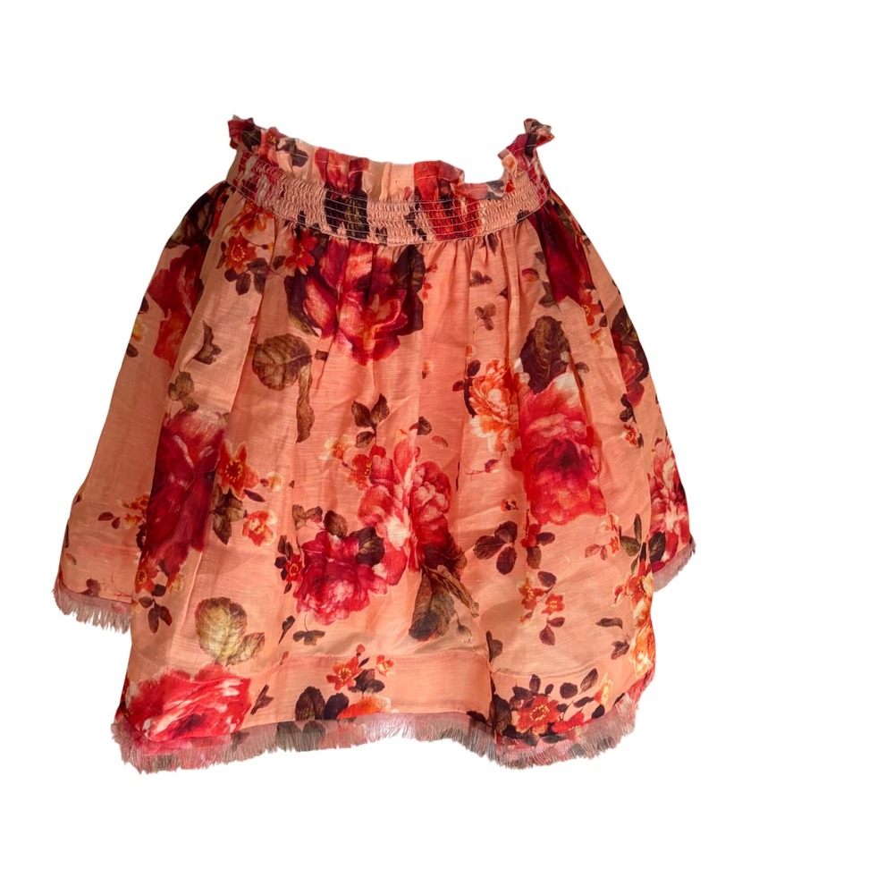 ZIMMERMANN Luminosity Flip SKIRT linen and silk blend gauze‎ Sz 2 Med Frayed